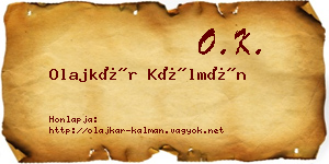Olajkár Kálmán névjegykártya